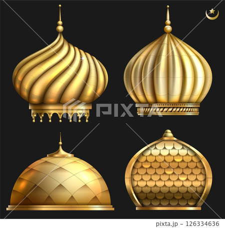 Set of oriental golden domes. Set of oriental golden domes. 126334636