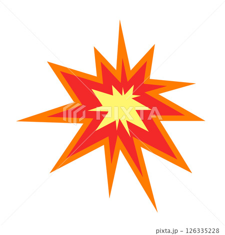 Comic Style Explosion Vector Illustration. This vibrant vector illustration features a dynamic comic style explosion with layered starburst shapes. 126335228