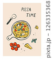 Composition with hand drawn pizza and ingredients 126335368