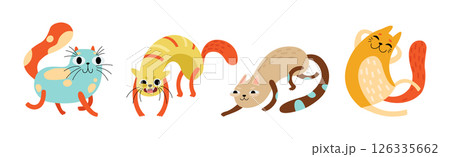 Cat Pet and Domestic Animal with Cute Snout Vector Set 126335662
