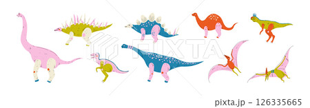 Dinosaur and Prehistoric Beast and Predator Vector Set 126335665