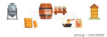 Honey Production and Apiary Farm Product Vector Set 126335692