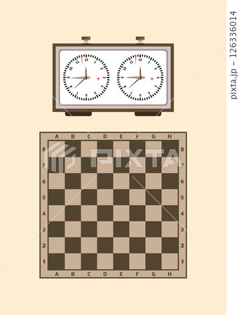 Chessboard and chess clock stock illustration, 126336014