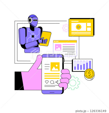 AI-Driven Content Curation abstract concept vector illustration. 126336149