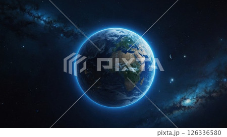 Earth in space with the Milky Way in the background 126336580