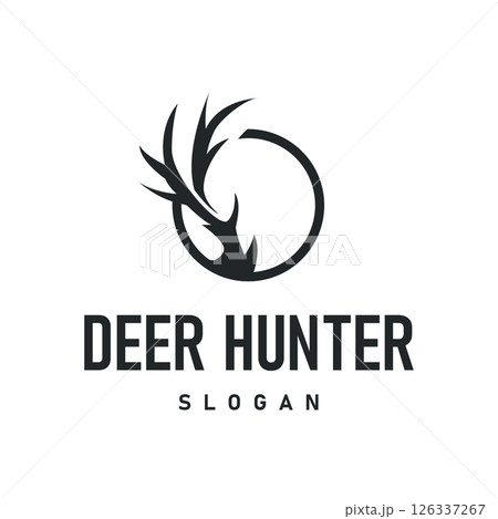 deer logo silhouette concept with majestic and luxurious deer animal and antlers black silhouette of forest animal, nature design template illustration deer logo silhouette concept with majestic and luxurious deer animal and antlers black silhouette of forest animal, nature design template illustration 126337267