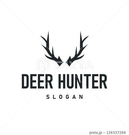 deer logo silhouette concept with majestic and luxurious deer animal and antlers black silhouette of forest animal, nature design template illustration deer logo silhouette concept with majestic and luxurious deer animal and antlers black silhouette of forest animal, nature design template illustration 126337268