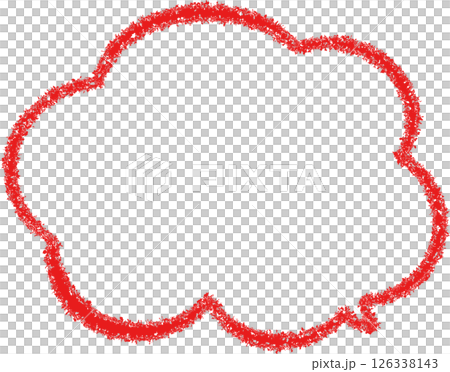 赤色のクレヨンで描いた、雲の形をしたかわいいモコモコのふきだし。吹き出しの先端は右下にある。 赤色のクレヨンで描いた、雲の形をしたかわいいモコモコのふきだし。吹き出しの先端は右下にある。 126338143