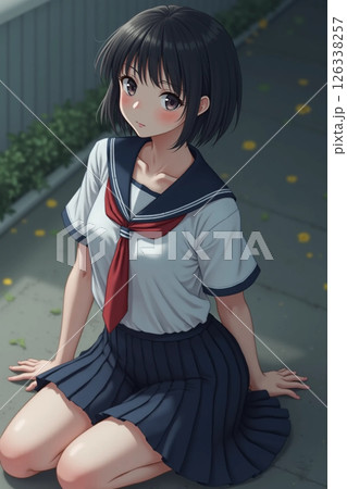 座る女子高生 座る女子高生 126338257