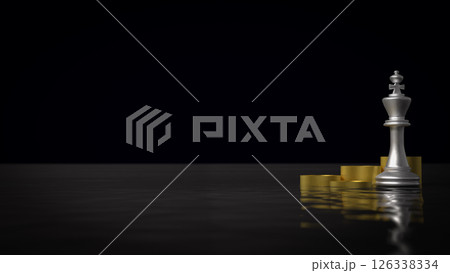 The king and coins on Black water for Business concept 3d Rendering. The king and coins on Black water for Business concept 3d Rendering. 126338334