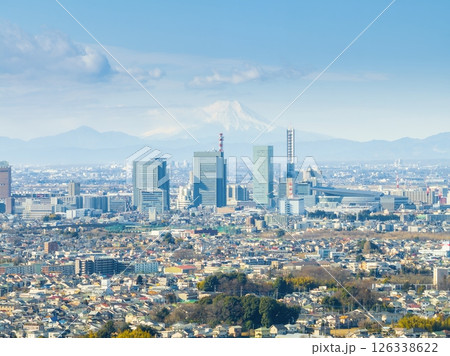 空撮「埼玉県」見沼田んぼから望む富士山 さいたま市 空撮「埼玉県」見沼田んぼから望む富士山 さいたま市 126338622