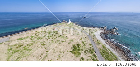 空撮「青森県」本州最北端　尻屋崎灯台の風景　下北半島 126338669