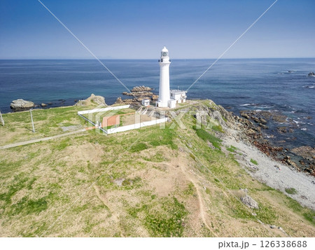 空撮「青森県」本州最北端　尻屋崎灯台の風景　下北半島 126338688