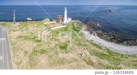 空撮「青森県」本州最北端　尻屋崎灯台の風景　下北半島 126338689