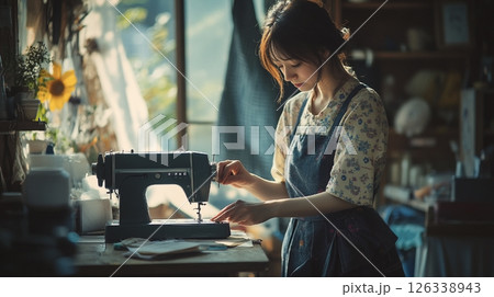 ミシンを使う女性 126338943