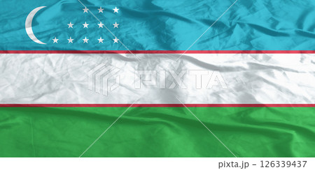 Uzbekistan Flag Wind Waving Close Up 126339437
