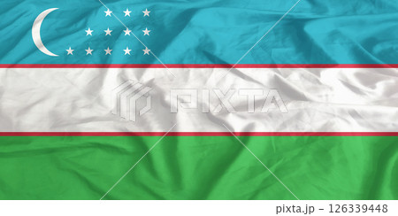 Uzbekistan Flag Wind Waving Close Up Uzbekistan Flag Wind Waving Close Up 126339448