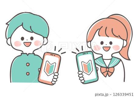 スマートフォン初心者の中学生・高校生男女 スマホデビュー スマートフォン初心者の中学生・高校生男女 スマホデビュー 126339451