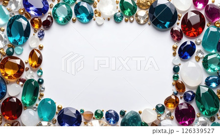 《AI画像》たくさんの宝石のフレーム素材 《AI画像》たくさんの宝石のフレーム素材 126339527