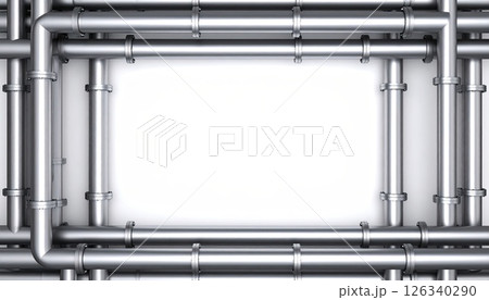 《AI画像》銀色のパイプのフレーム素材 126340290