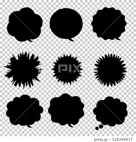 手描き風の黒い吹き出しセット・ポップでかわいいシルエット素材 手描き風の黒い吹き出しセット・ポップでかわいいシルエット素材 126340617