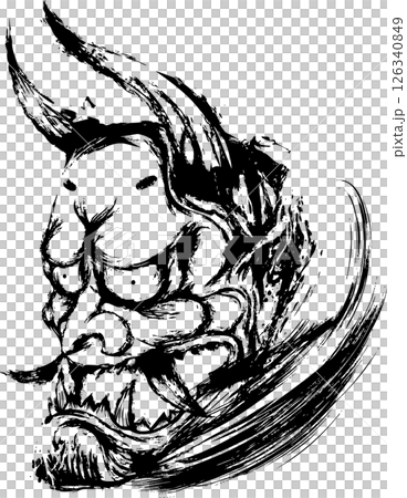 般若のおしゃれな和風墨絵マークイラスト 般若のおしゃれな和風墨絵マークイラスト 126340849