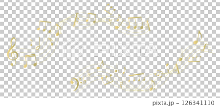 Gold perspective music sheet frame illustration, musical staff, background illustration, illustration of notes, rests, and musical symbols 126341110