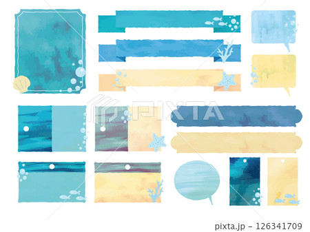 水彩風のナチュラル夏フレームセット 126341709