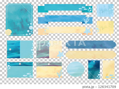 水彩風のナチュラル夏フレームセット 126341709