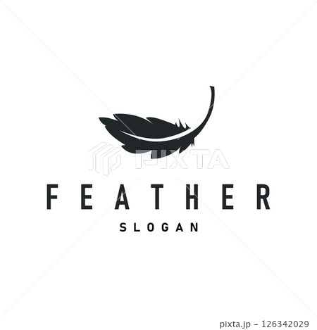 simple minimalist elegant logo feather animal fur illustration template symbol brand product business 126342029