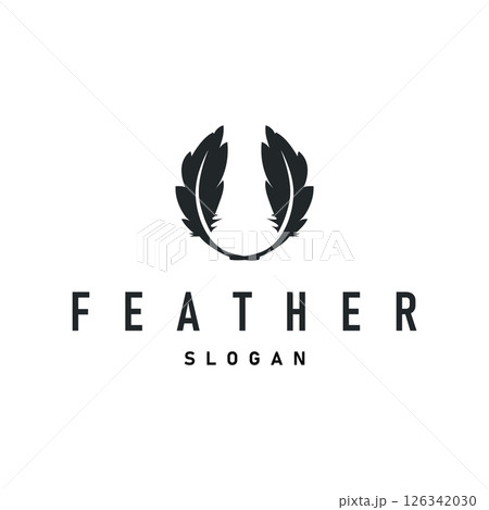 simple minimalist elegant logo feather animal fur illustration template symbol brand product business 126342030