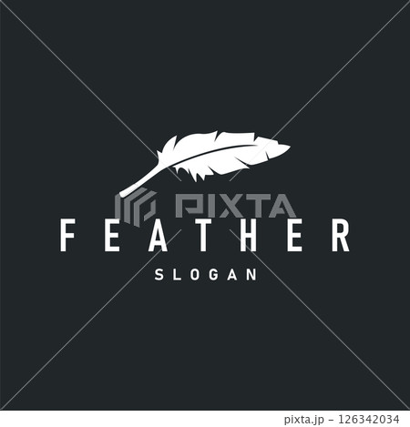 simple minimalist elegant logo feather animal fur illustration template symbol brand product business 126342034