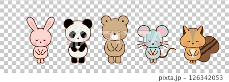 Illustration of cute animals bowing Illustration of cute animals bowing 126342053