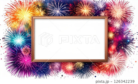 《AI画像》花火のフレーム素材 126342239