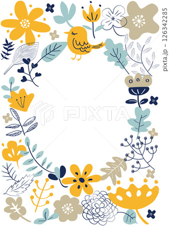 北欧風花柄フレーム 126342285