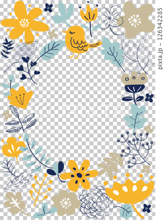 北欧風花柄フレーム 126342285