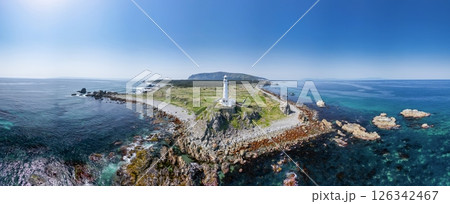 空撮「青森県」本州最北端 尻屋崎灯台の風景 下北半島 空撮「青森県」本州最北端 尻屋崎灯台の風景 下北半島 126342467