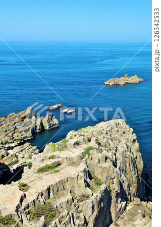 福井県 青空と海の東尋坊 福井県 青空と海の東尋坊 126342533