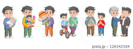 Care, trust and support between parent and a child. Man and little boy daily life of illustration 126342584