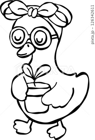 Environmental Goose with Plant Clipart 126342611