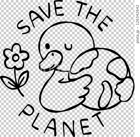 Caring Goose with Planet Clipart 126342642