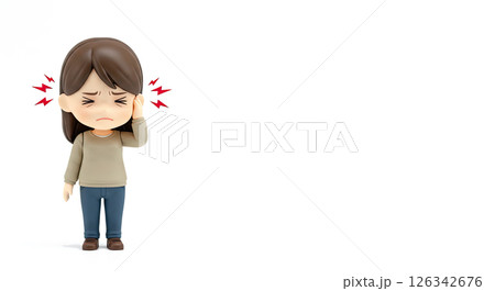 頭痛に悩む女性のイラストのフィギア 126342676