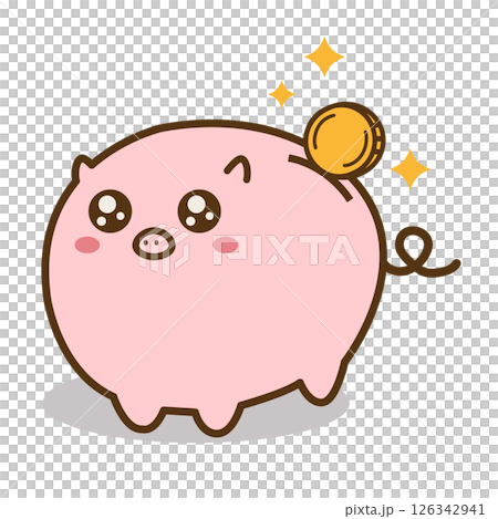 A piggy bank that is happy to have more money Piggy bank Line drawing A piggy bank that is happy to have more money Piggy bank Line drawing 126342941