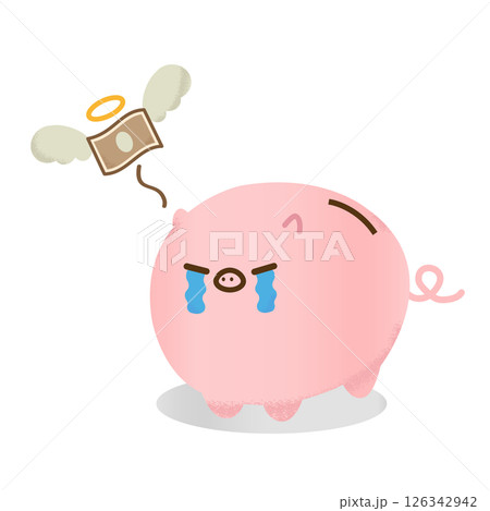 お札が消えて泣くかわいいブタの貯金箱　ピギーバンク 126342942