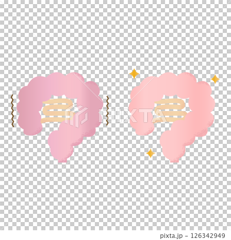 Hand-drawn cute intestine set Hand-drawn cute intestine set 126342949