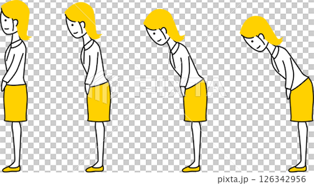 お辞儀をするシンプルな女性のイラスト 126342956