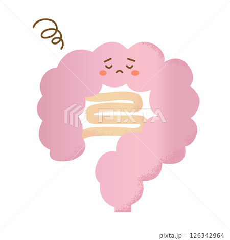 手描き風　元気がない腸のイラスト 126342964