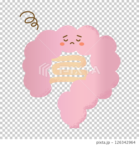 Hand-drawn illustration of a sick intestine 126342964