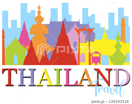 Colorful Thailand Skyline Vector Illustration Colorful Thailand Skyline Vector Illustration 126343528