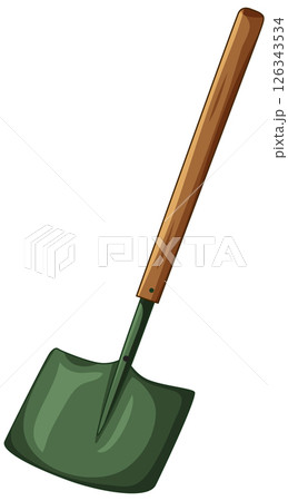 Green Shovel with Wooden Handle Green Shovel with Wooden Handle 126343534